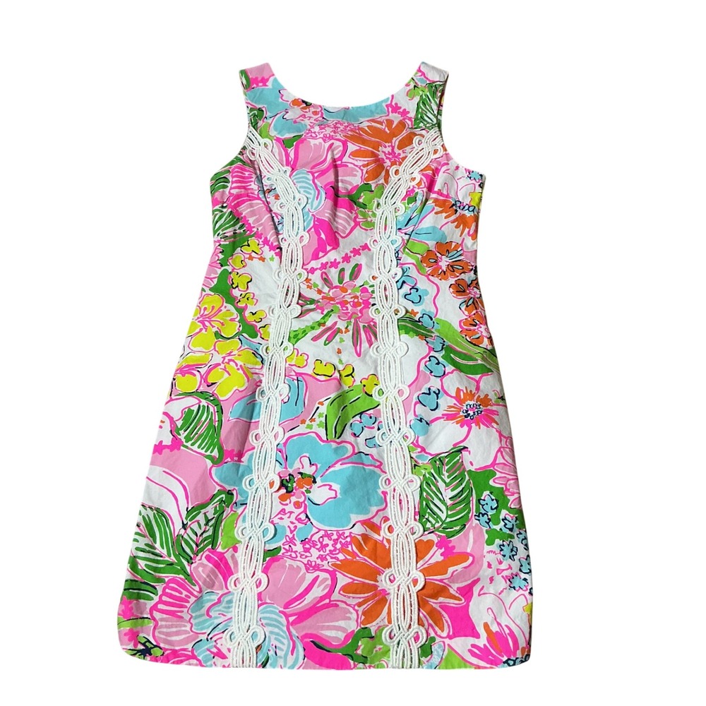 Lilly Pulitzer Target Preppy Bright Floral Shift Summer‎ Dress Pink Blue Size 2